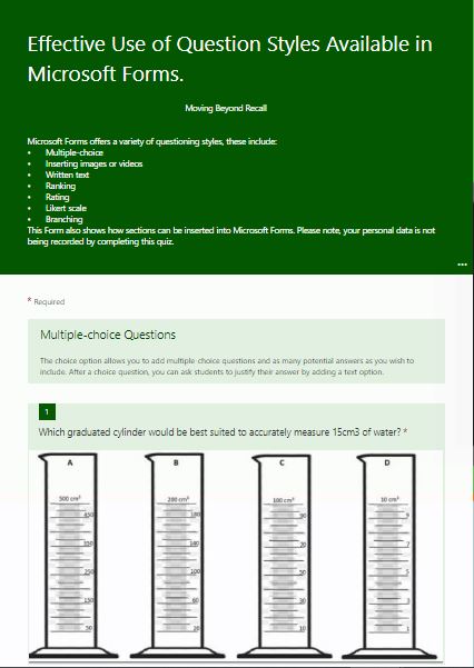 Sample Questions to Illustrate Effective Use of Question Styles