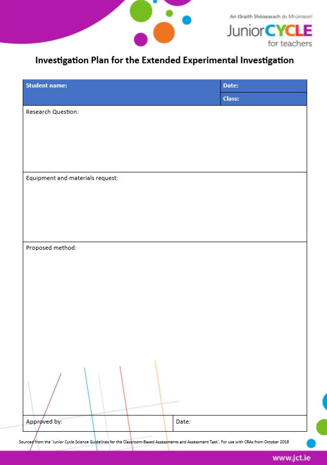 Investigation Plan for Science CBA 1