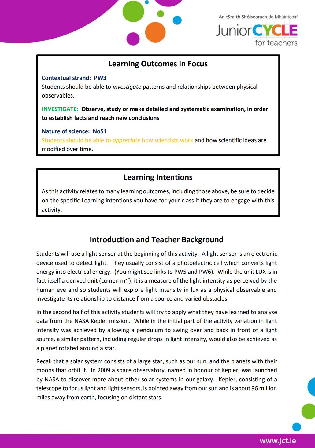 Kepler Transit Data Classroom Activity