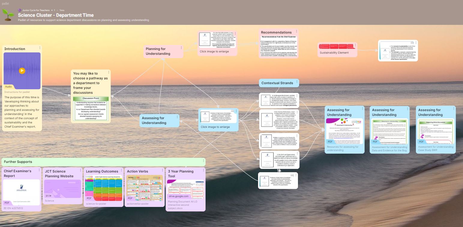Padlet to support planning for and assessment of understanding