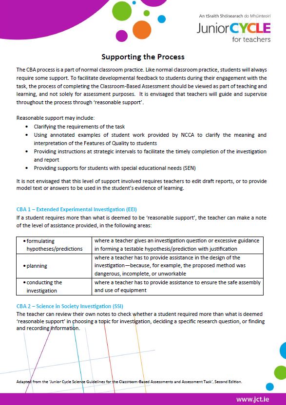 Science CBAs - Supporting the Process