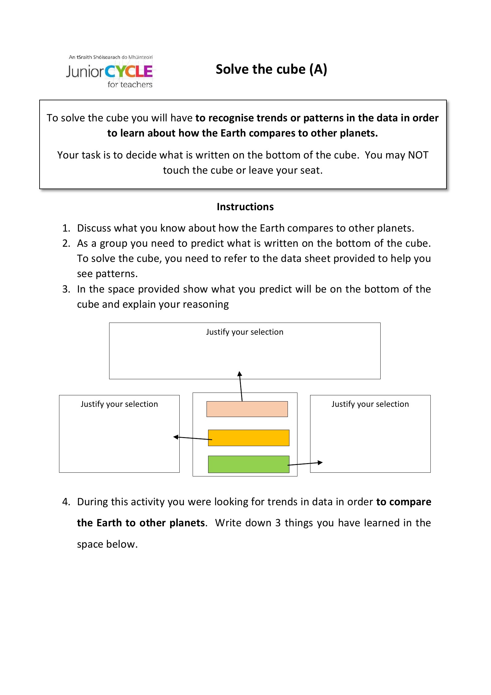 Small Cube Worksheets