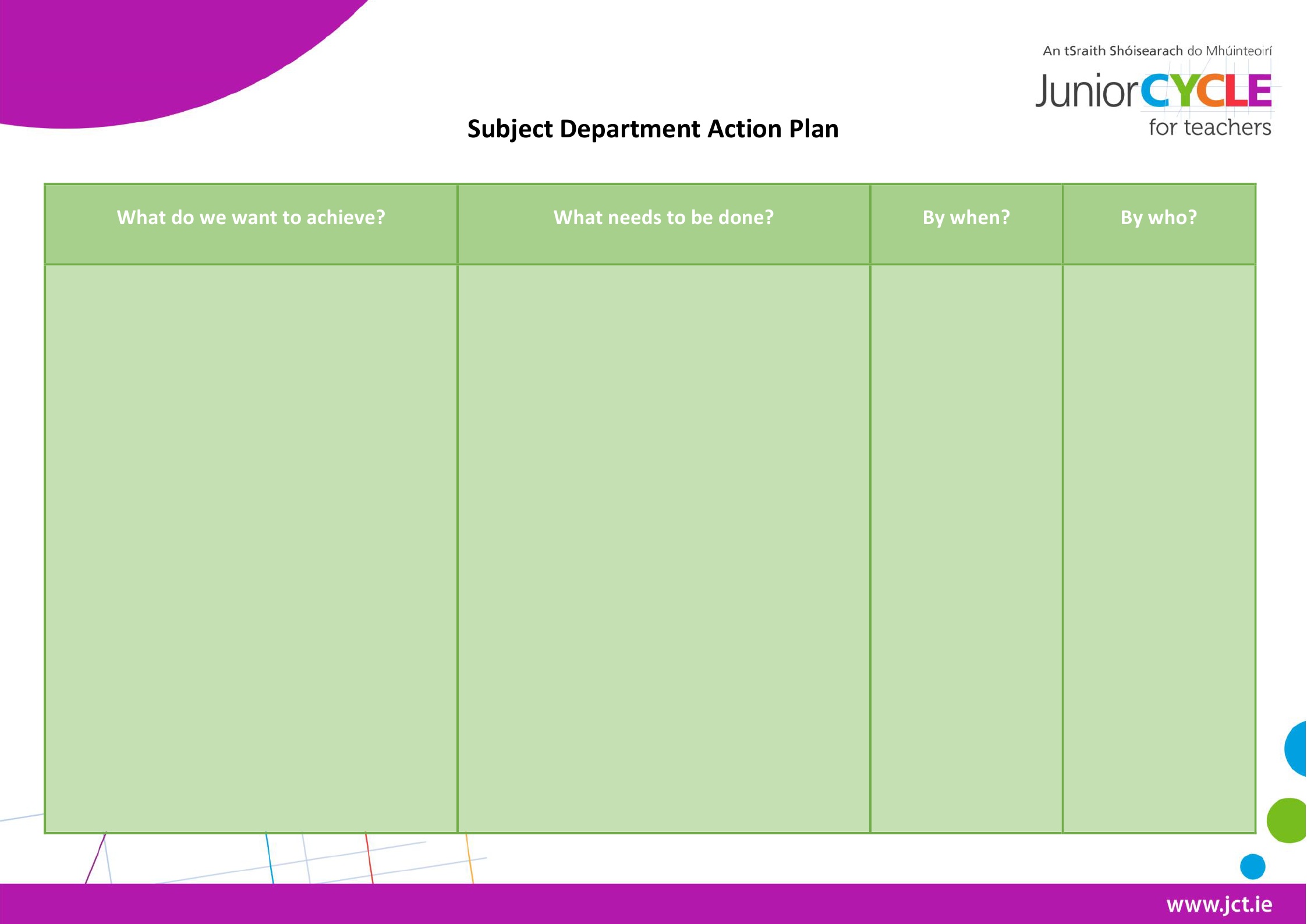 Subject Action Plan