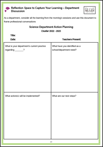 Science Department Action Planning