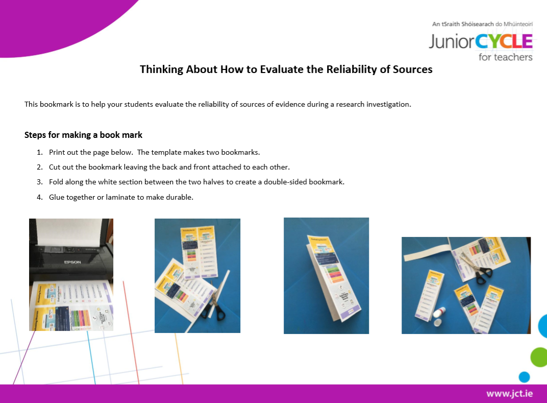 CARRDSS Bookmark - Evaluating Reliability of Sources