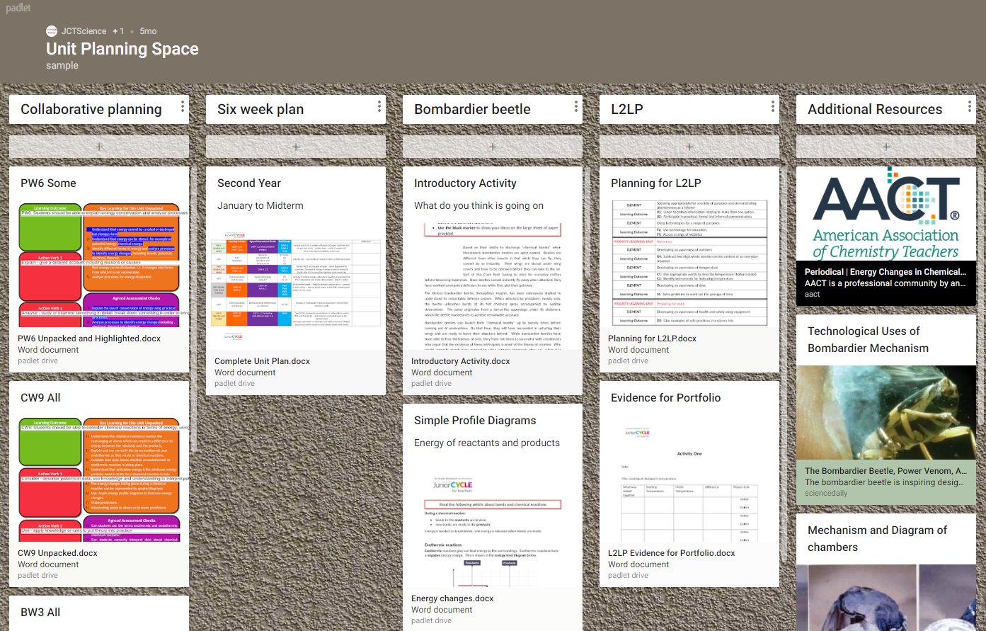 Unit of Learning Padlet