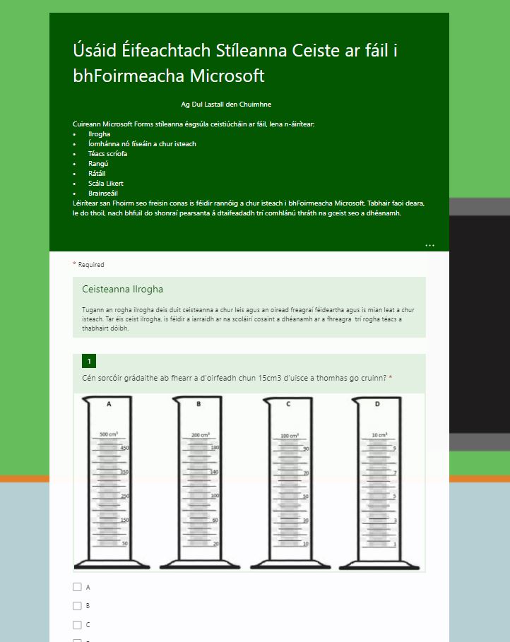 Úsáid Éifeachtach Stíleanna Ceiste laistigh de Microsoft Forms