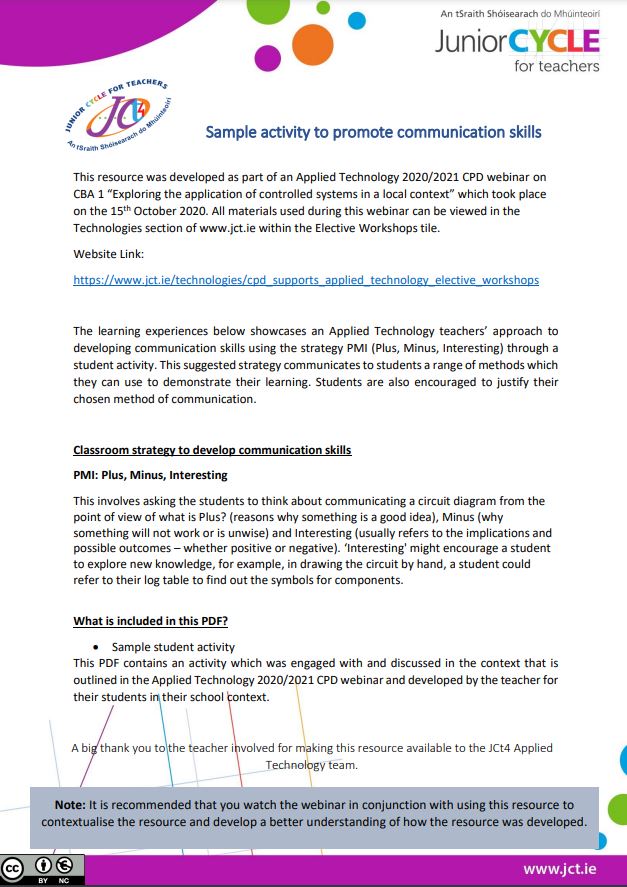 Sample activity to promote evaluation skills