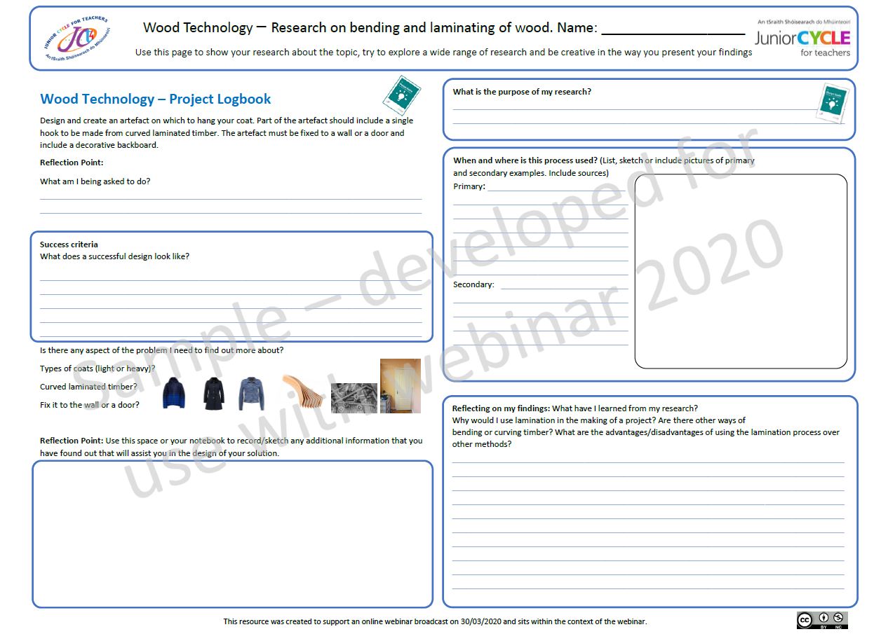 Sample  Student Logbook Wood Technology Webinar 2020