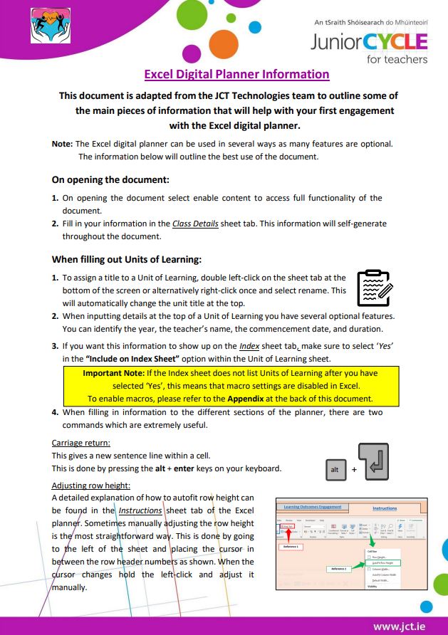 Excel Digital Planner Information